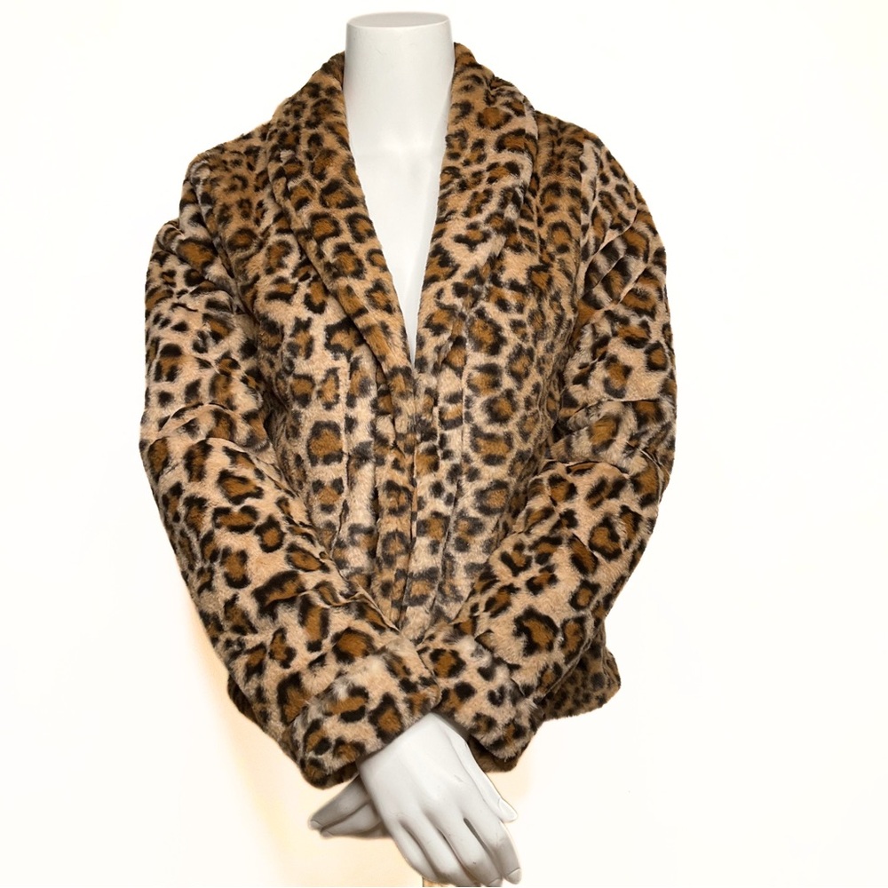 Messini Faux Leopard Animal Print Jacket Womens SZ S Rock Chic Edgy Mob Wife